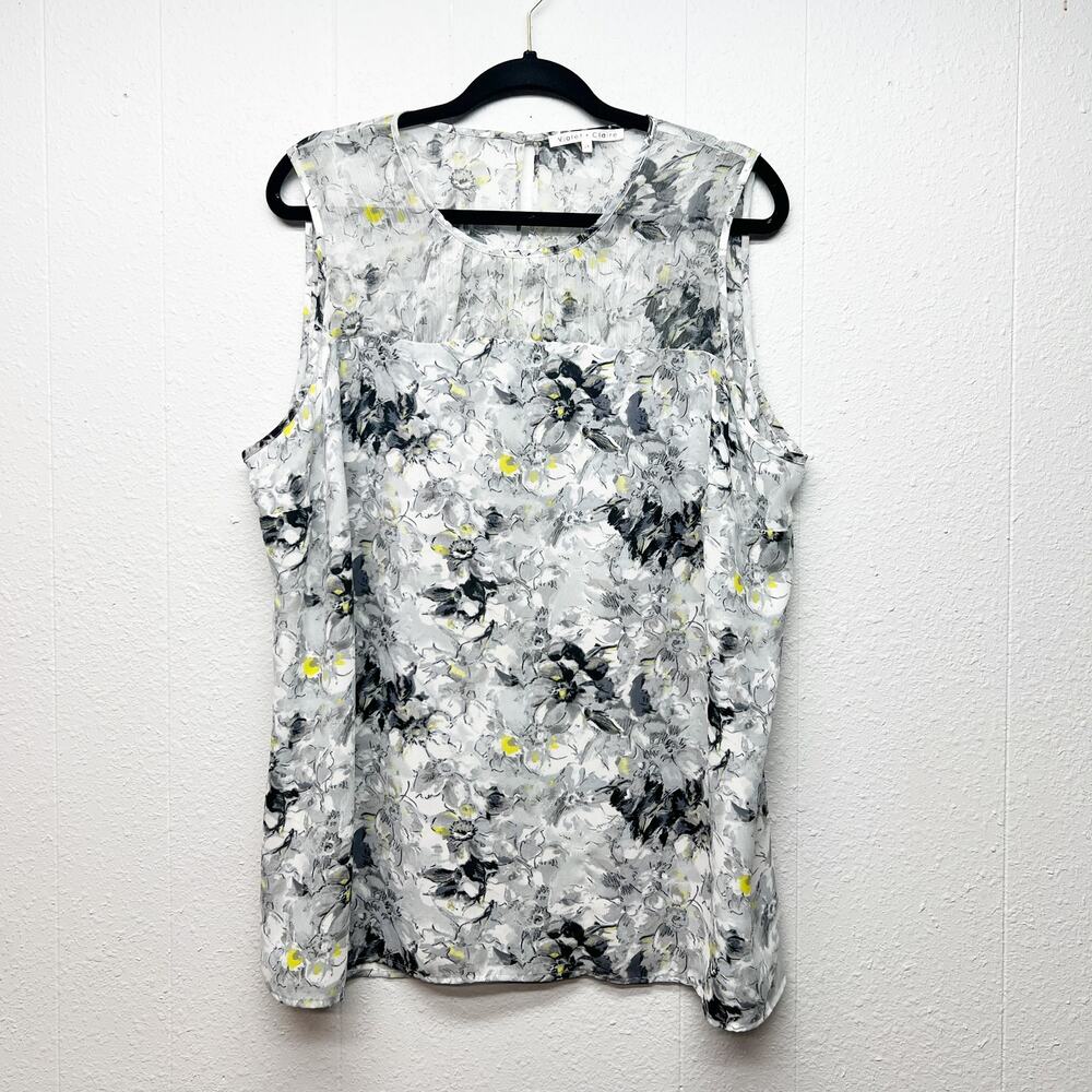 Violet & Claire Top Women 2X Sheer Lightweight Dark Floral Fairy Relaxed Comfort - Picture 1 of 13